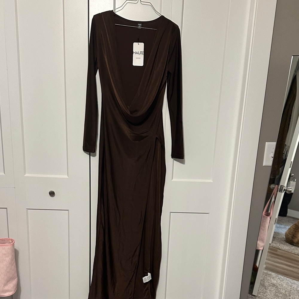 SHEIN Chocolate Long Sleeve Dress